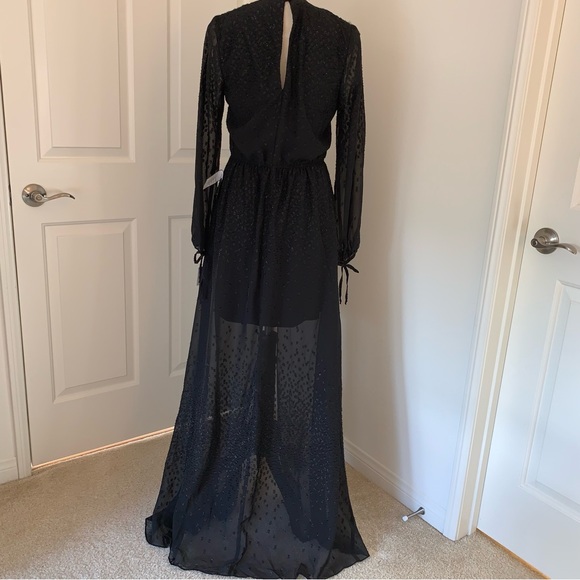 Black maxi chiffon dress size 4 NWT - Picture 3 of 6